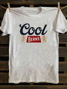 Men's Minimalist T-Shirt With Retro Punk Rock Band Graphic Design - 100% Soft Cotton, Casual And Versatile, Cool Beans Print With Fun Cartoon Character Design, Short Sleeve, Washable, Suitable For All Seasons, Everyday Wear Retro Punk Style T-Shirt, Comfortable Fit. Minimalist Style Sweatshirt 100% Cotton. - 白色 - 查看 8