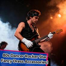 Bộ trang phục vũ công disco thập niên 1980 lấp lánh ngôi sao gồm 4 món, bao gồm mũ đính sequin, găng tay đính sequin, bộ cosplay hip hop thời trang buộc dây, phù hợp cho lễ hội người lớn, Halloween, tiệc disco retro thập niên 1980. - Nhiều màu - Xem 5