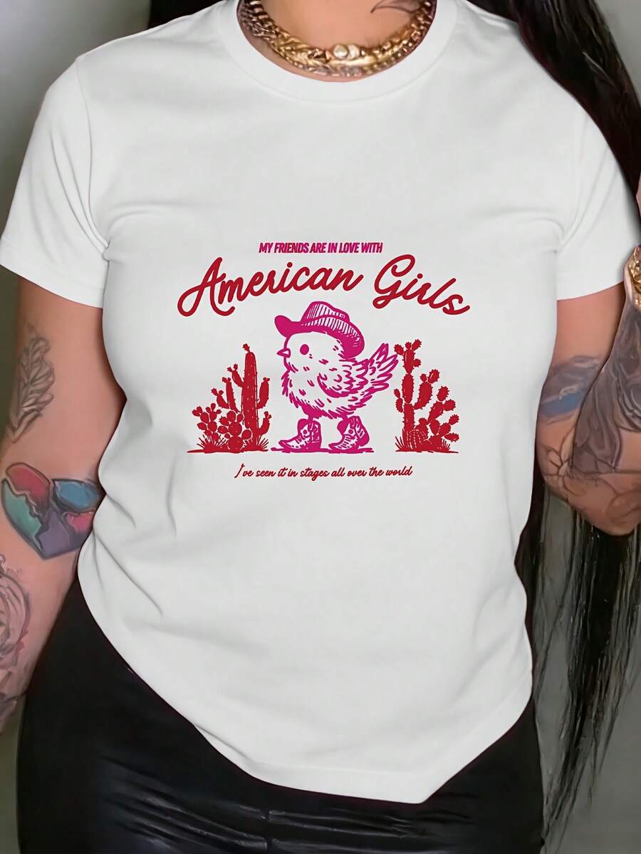 Women's "Keep Kissing" Graphic T-Shirt - Casual Short Sleeve Round Neck Blouse With Kiss Print, Casual Spring And Summer Wear, Machine Washable, Suitable For Spring And Summer Outfits - High Quality - 白色 - 查看 1
