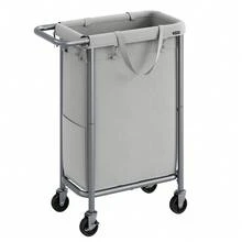 SONGMICS Laundry Basket With Wheels, Rolling Laundry Hamper, 23.8 Gallons (90 L), Removable Liner, Steel Frame With Handle, 24 X 11.4 X 31.9 Inches - 鴿灰色 - 查看 2