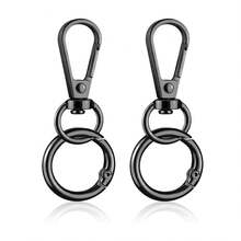 2pcs Rotating Clasp, Double-Ended Rotating Spring Clasp Hook Metal Rotating Clasp Carabiner With Spring O-Ring Suitable For Key Chain, Bag, Wallet, Lanyard DIY Crafts - Gun color - View 11