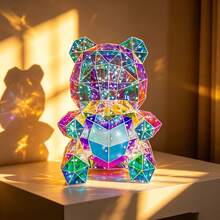 30cm Colorful Romantic Hugging Heart Teddy Bear USB Powered Lighting, Unique High-End Wedding Proposal Gift, Handmade Creative Gift For Valentine's Day, Birthday, Best Friends - Heart-shaped Teddy Bear, 30cm (blue) - View 4