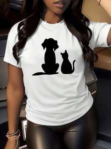 Women's Vintage T-Shirt, White, Printed, 180 G/M², 100% Cotton, Round Neck, Casual And Relaxed Fit, PriFashion - 白色 5 - 查看 1