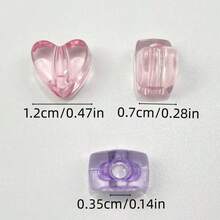 60pcs Transparent Candy Color Heart Acrylic Beads, Clear Love Shaped Spacer Beads For Jewelry Making Diy Bracelet Necklace - Multicolor - View 2