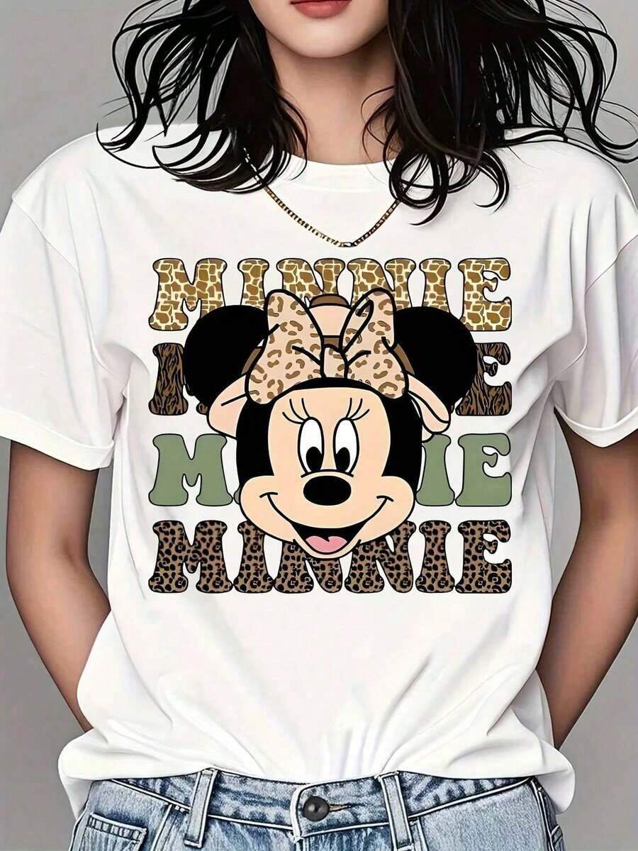 T-shirt officiel Disney Minnie Mouse avec graphique du visage de Minnie, un t-shirt doux pour tous les jours pour les femmes et les hommes. Parfait comme tenue pour un anniversaire ou un cadeau pour les fans. Vêtement unisexe classique, design ludique avec une fabrication de haute qualité, un t-shirt à motif distinctif pour un port décontracté quotidien. - Blanc - Voir 1