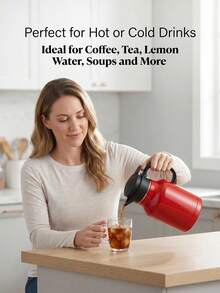1.8L Large Capacity 304 Stainless Steel Insulated Kettle With Detachable Tea Infuser Safety Latch Single Hand Operation Leakproof Wide Mouth Drip Proof Spout Thermal Pot For Coffee Thick Soup Arabian Mint Tea Household Drinkware - Multicolor - View 6
