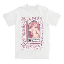 Camiseta Heads de manga corta de algodón para verano, cuello redondo, unisex, ropa de calle, estampado gráfico de álbum, camisetas para mujer. - Blanco - Ver 1