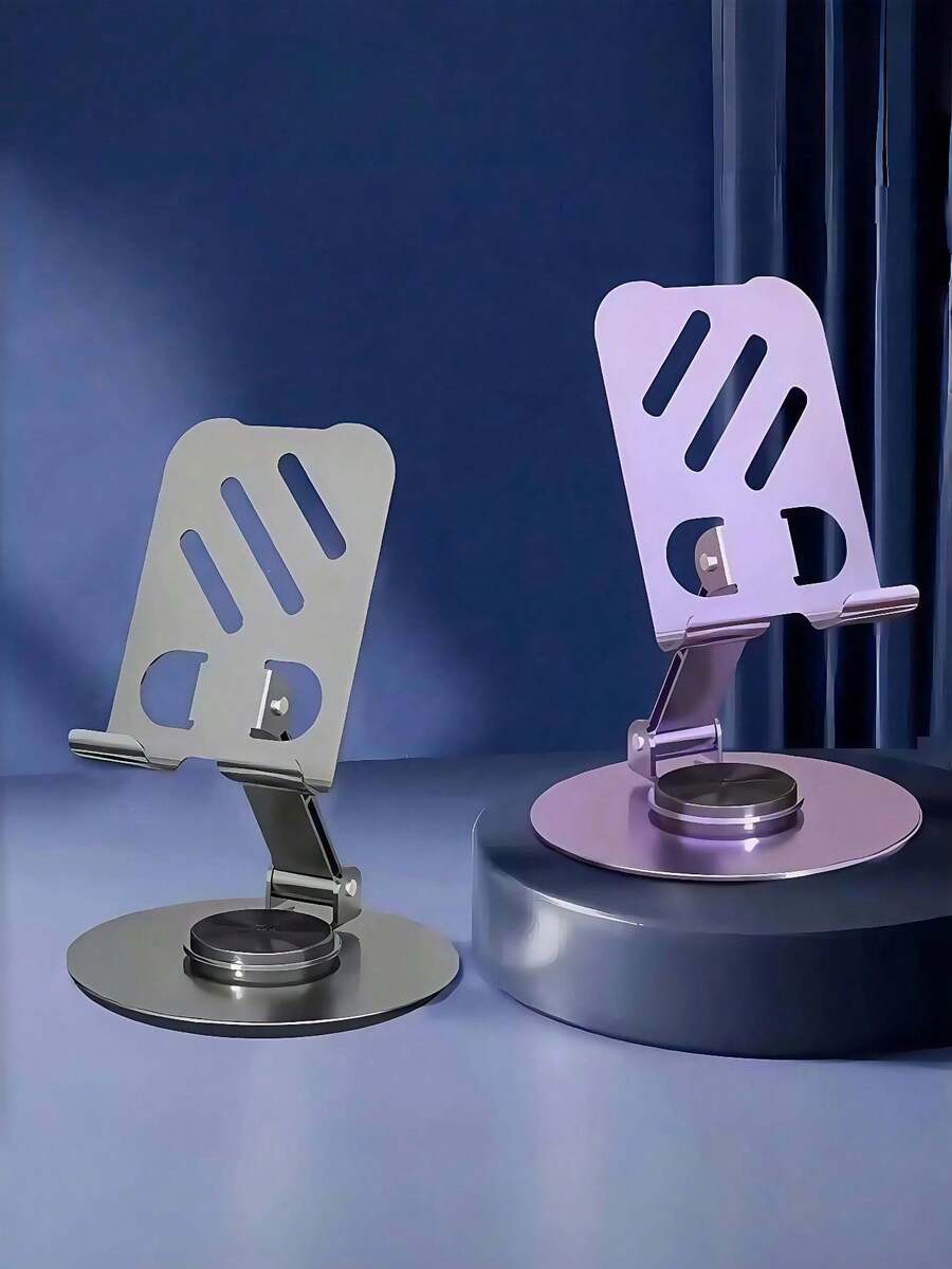 1pc 360° Rotating Metal Mini Phone Holder, Foldable Desktop Phone Stand, Suitable For All Smartphones, Ideal Office Accessory, Compatible With IPhone & Android, Great Gift For Birthday, Family, Friends