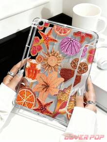 珍珠刺繡百合花與貝殼圖案平板電腦保護殼,相容於 iPad Air 8 (M4) 2026 (11吋) / 2026 (13吋)、9.7/10.2/10.5/10.9/12.9/Pro 11/A16、第10代,適用於 Kindle Paperwhite 第12代 2024、Kindle (第11代 - 2024年上市),柔軟防摔、智慧休眠喚醒功能、Y型折疊平板電腦保護殼、多角度觀看 - 彩色 - 查看 5