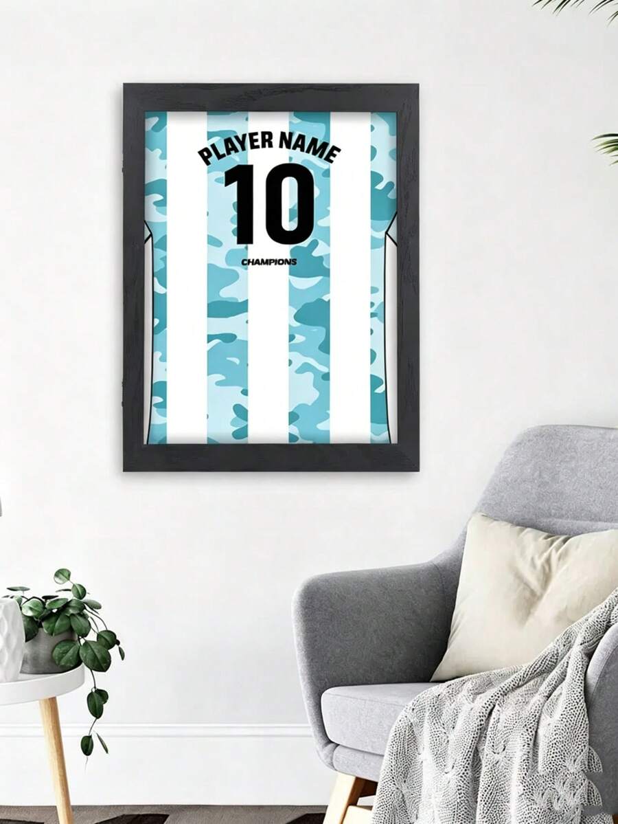 1pc Wooden Rectangular Football/Basketball Memorabilia Display Frame, Basketball/Football Jersey Display Frame, 18" 20" Double-Layer Magnetic T-Shirt Display Rack - Multicolor - View 1