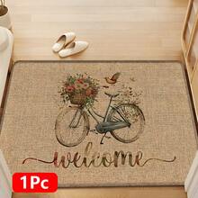 1pc Bicycle Pattern Printed Linen Kitchen Rug, Carpet, Mat, Bathroom Mat, Doormat, 3D Printed Rectangular, Suitable For Living Room, Bedroom, Hallway, Bathroom, Laundry Room - Polyester Carpet, For Indoor And Outdoor Home Decor - Multicolor - View 14
