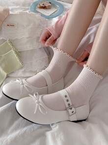 Bộ 2/4/5 đôi tất cotton nữ nhiều màu, dài đến bắp chân, có viền bèo nhún, thích hợp cho cặp đôi và gia đình, độ co giãn cao, kháng khuẩn, khử mùi, mềm mại và thoải mái, phù hợp cho mọi mùa, chất liệu vải dệt thoáng khí, thiết kế tối giản, lý tưởng cho gia đình, đi làm, dự tiệc, kỳ nghỉ, quà tặng ngày lễ. - Nhiều màu - Xem 4