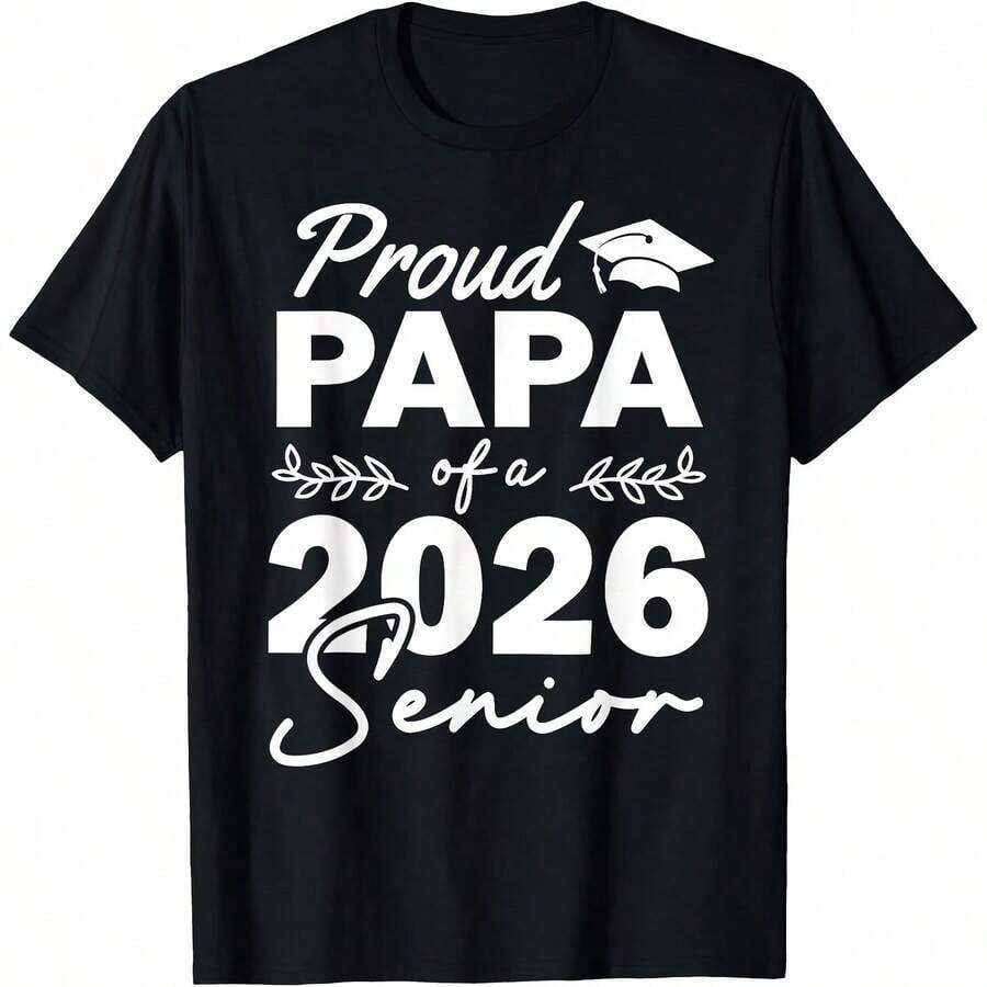 Cute Unisex Premium Casual T-Shirts, "Super Proud Aunt Of 2026" Graduation Family T-Shirt, Comfortable Loungewear, Everyday Fashion, Party T-Shirt, Unisex Style, Gift T-Shirt, Sizes S - XXXXL, Black - 黑色 11 - 查看 1