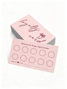 50pcs Pink Bow Print Loyalty Punch Cards, Blank Customer Reward Cards For Small Business, Boutiques, Coffee Shops, Beauty Salons And Retail Stores - Loyalty Card - View 6
