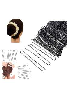 50pcs Women's Elegant Versatile Metal Hair Clips, 5-9cm Metal Invisible Hair Pins, Black U-Shaped Ladies Hair Clips Set, Flamenco Dance Party Accessories Comb, Easy Slouchy Hairstyle Comb, Ladies Hair Styling Tools, Hair Comb, Side Comb - U-shaped Hairpin - View 8