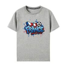 France National Team Jersey For The 2026 World Cup, Short Sleeve, Graffiti Style, Modern, Pure Cotton, Unisex, Fan Clothing - 黑色 - 查看 3