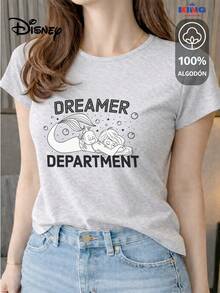 This High-Quality 100% Cotton T-Shirt Guarantees Exceptional Softness To The Touch, A Round Neck With A "Disney  Dreamer Department" Print, And Short Sleeves. - 淺灰色 - 查看 1