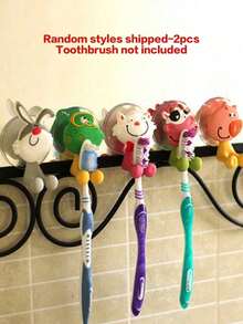 Porte-brosse à dents en silicone mignon avec ventouse, design de dessin animé aléatoire, décoration de salle de bain à la maison, intérieur d'automne, fournitures de rentrée scolaire - Plusieurs styles - Voir 3