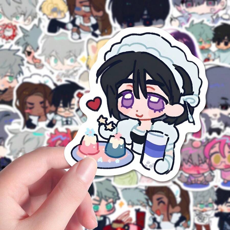 80 piezas de pegatinas impermeables y duraderas con forma de personajes de anime lindos, adecuadas para la decoración personalizada de botellas de agua, portátiles y manualidades DIY - Multicolor - Ver 1