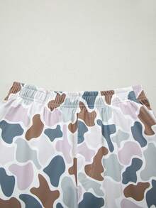 Acelitt 2pcs/Set Camouflage Print Cropped Tank Top And Elastic Waist Shorts - Multicolor - View 9