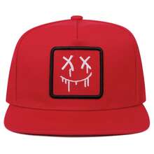 Mũ lưỡi trai kiểu graffiti họa tiết giọt chảy, thêu hình mặt cười, vành bằng, kiểu snapback, phong cách đường phố thường ngày, có thể điều chỉnh, chất liệu hip hop. - A - Xem 2