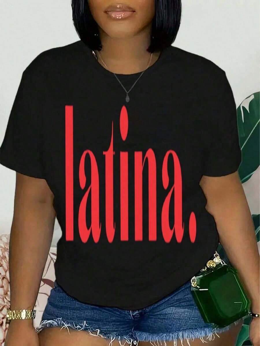 Women's Short-Sleeved Crew Neck T-Shirts, Spring And Summer Casual Wear, Graphic Print T-Shirts, Women's Tees - 黑色 - 查看 1