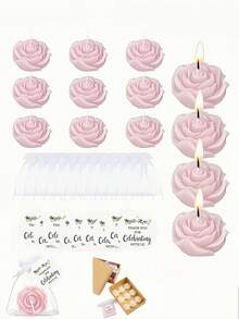 MAOMAOGUAI 24 pièces/9 pièces Coffret cadeau de bougies parfumées à la rose, comprenant un sac en organza et une carte de remerciement. Bougies parfumées en forme de rose romantique, convient pour le mariage, la fête, la demande en mariage, la décoration d'intérieur - 24 pièces - Voir 25