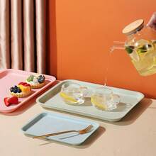 4pcs Reusable Breakfast Serving Trays, Rectangular Service Platters, Fruit Plates, Tea Trays, Dessert Dishes, Coffee Cup Holders, Decorative Snack Trays, Bread Plates, Kitchen Supplies, Catering Accessories, Ideal For Weddings, Parties, Kitchens, Holidays - Multicolor - View 7