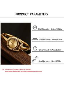 1 pieza Reloj pulsera de mujer, esfera pequeña con números romanos, correa no ajustable, estilo británico retro, reloj de lujo de nicho de cuarzo, adecuado para ocasiones como vacaciones, fiestas, bodas, vuelta al colegio, Navidad, Acción de Gracias, Halloween, Pascua, y un regalo ideal para mujeres - Dorado - Ver 5