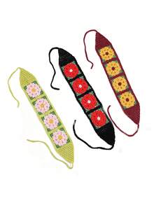 3pcs Bohemian Handmade Floral Woven Headbands, Suitable For Daily Wear And Spring Outings Summer Hair Accessories - 3pcs (white + Brown + Pink) - View 10