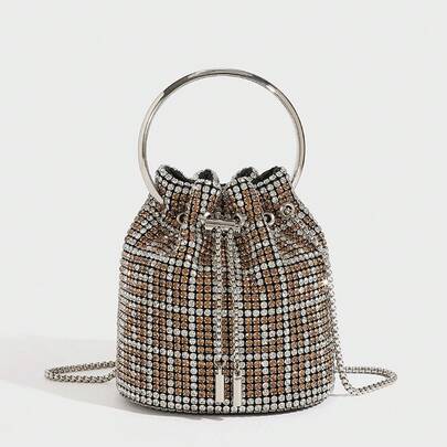 Dinner Bag Diamond Bag 2026 Spring New Fashion Chain Diamond One-Shoulder Diagonal Bucket Bag Wholesale
