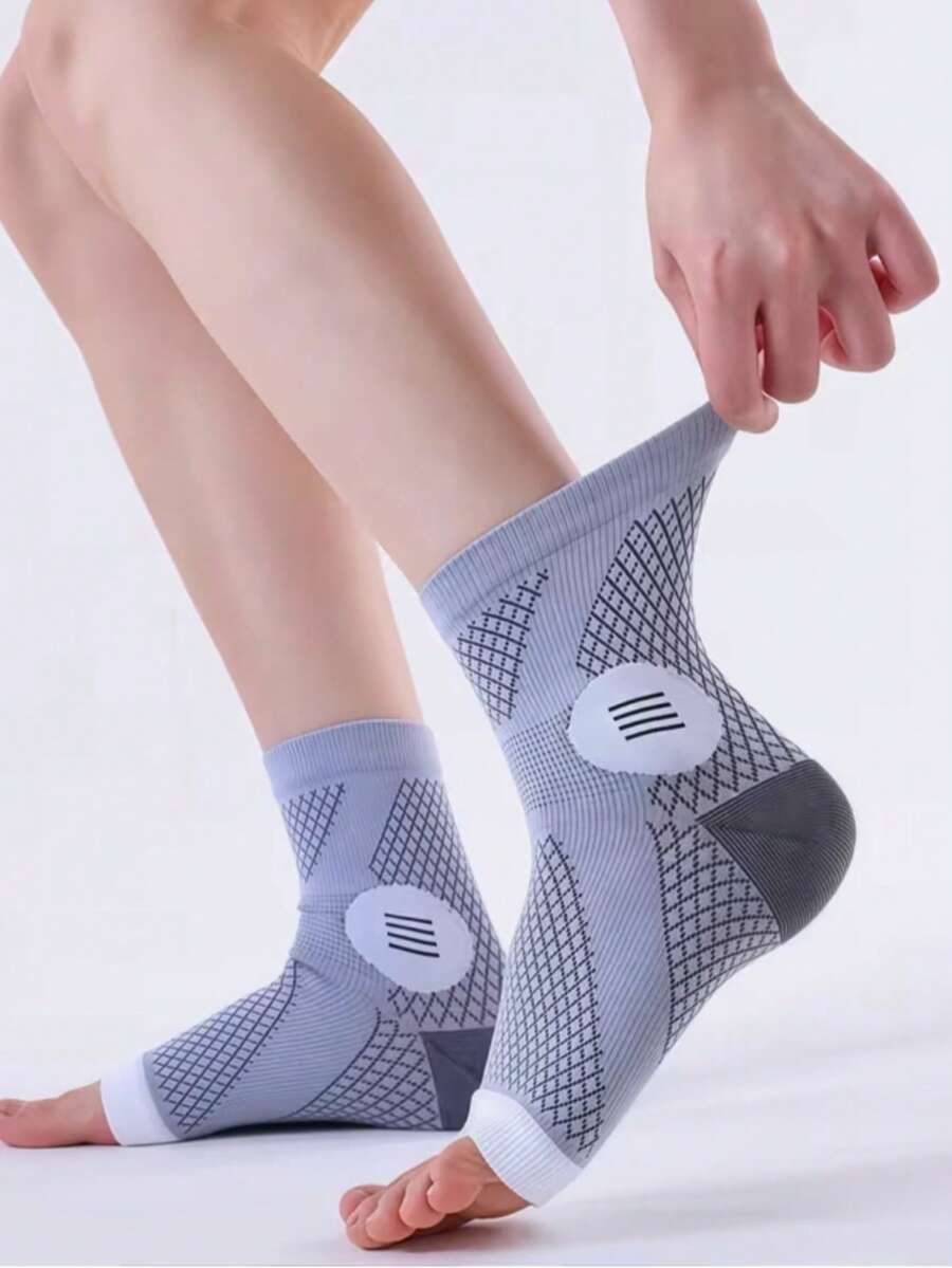 1 Paar Knöchel-Kompressionssocken, elastische Kompressionssocken, elastischer Fußschutz, geeignet für alle Jahreszeiten, atmungsaktiver elastischer Fuß - verstärkte Nahtpassform, geeignet für Outdoor-Sport, Wandern, Training, Herren-Kompressionssocken, Damen-Kompressionssocken