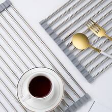 Brodark Giá để chén đĩa gấp gọn bằng thép không gỉ, giá phơi chén đĩa treo tường, tiết kiệm không gian mặt bàn, giải pháp lưu trữ nhà bếp hiện đại tối giản. - Xám - Xem 7