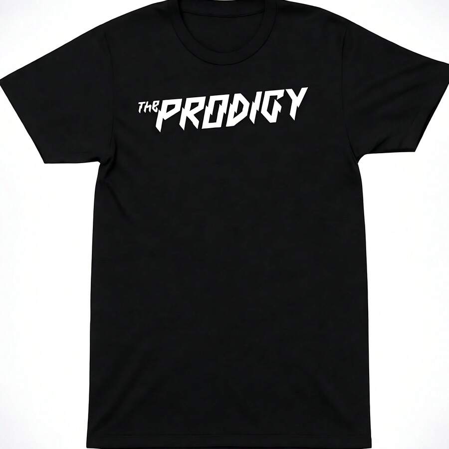 The Prodigy T-Shirt_ 90s Rave Band Logo - Black Unisex Tee - Hitam - View 1