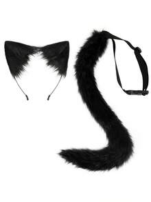 2pcs/Set Plush Cat Costume, Multi-Color Options, Cat Headband Prop, Suitable For Party, Stage, Halloween - Set - View 17