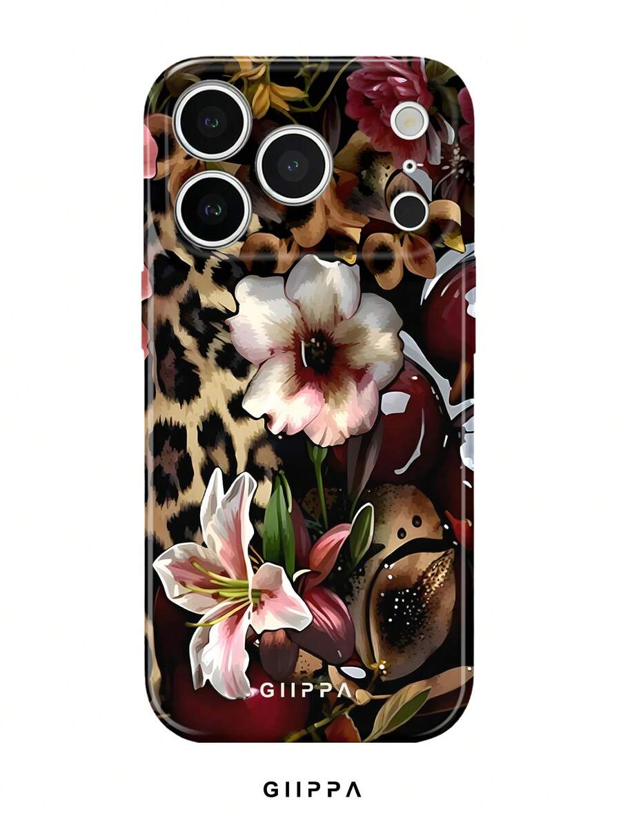 GIIPPA 一款豹纹和芙蓉花图案的 17 Pro Max手机壳，也适用于 16 Pro Max、15 Pro Max、14 Pro Max，韩版时尚趣味手机壳，兼容11/12/13/14/15/78 Pro Max Plus，男女皆宜的优雅设计，是圣诞节、情人节、复活节、婚礼季和生日送给女友的理想礼物。 - 彩色 - 查看 1