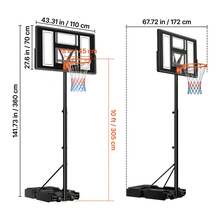 Portable Basketball Stand, 4.4 Ft To 10 Ft Height Adjustment Basketball Hoop & Goal, Adjustable Basketballs Goal System With Built-In Rolling Wheels For Kids, Teens, Adults In Driveways, Pools - 4.4 ft to 10 ft - 查看 10