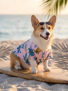 1 chiếc áo đi biển kiểu Châu Âu & Mỹ mùa xuân/hè, quần áo thú cưng kiểu Hawaii cho chó nhỏ/vừa, mèo, chó săn Golden Retriever - Hồng - Xem 6