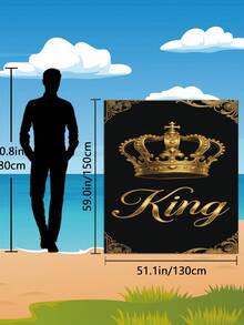 1pc Extra Large Black Gold King Crown Vintage Embossed Beach Towel - Available In Multiple Sizes. Features: Quick-Drying, Soft, Portable, Fashionable, Sand-Proof, Super Absorbent, Made Of Microfiber. Styles: Bohemian, Tropical, Vintage, Humorous, Yoga, Picnic, UV Protection. Ideal For Beach, Pool And Outdoor Activities; Essential Travel Accessory For Camping, Yoga, Gym, Sports And Swimming. Suitable For Both Men And Women. - Crown - View 15