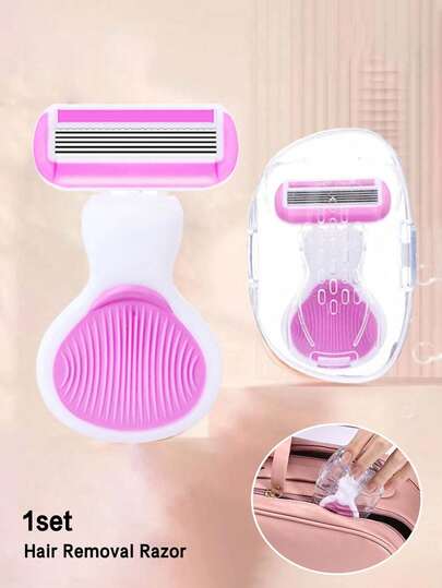 Women'S Shaver, Suitable For Underarms, Legs And Bikini Area, Portable Shaver, Pink Manual Razor, Women'S Bikini Manual Razor Blade Depilation Shaver/5-Layer Blade, Stainless Steel Replaceable Blades Pink Razor Head, Girl'S Gift Essential For Travel, Suitable For Beach, Vacation, Travel, Business Trip, Portable Design For Easy Carrying, Gift For Lovers, Friends, Family, Teachers,Birthday Gift, Back-To-School Gift, Spring And Summer