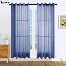 1 Stück und 2 Stück transparente Vorhänge/Ösen-Vorhänge/Mehrere Farben verfügbar/Halbtransparente Vorhänge/Lichtfilternde luftige transparente Vorhänge/Universelle dünne transparente Vorhänge für das ganze Haus, atmosphärische Fensterdekoration transparente Vorhänge, geeignet für Wohnzimmer/Schlafzimmer Vorhänge/Dekorative Vorhänge, - marineblau - Übersicht 27