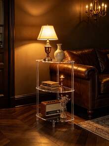 1pc Acrylic Transparent Edge Table, Double-Layer Living Room Corner Table, Small Modern Bedside Cabinet, Home Decor Desk Rack, Suitable For Office, Bedroom, Living Room, Study, Gift For Wife, Helpful Home Storage For Women - Multicolor - View 1