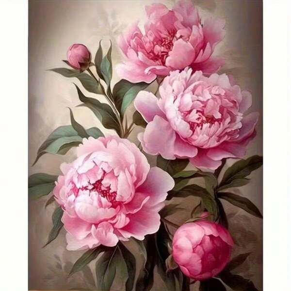 1pc [30*40cm/11.8*15.7in]5D Acrylic Diamond Painting Kit, Peony Flower Pattern, Suitable For Adult Beginners DIY Mosaic Diamond Art, Full Drill Handmade DIY Diamond Painting, Suitable For Living Room, Bedroom, Office Wall Decor, Surprise Art Home Decor Gift For Family And Friends, Frameless