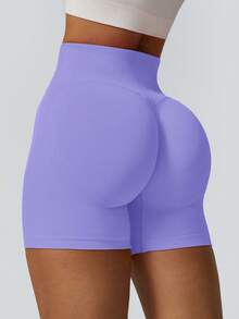 NcmRyu Women's Seamless Versatile Tight Fit Running Workout Training Fitness Shorts Sports - Purple - View 3