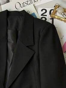 Chaqueta de Traje Casual para Mujer , con Cuello de Solapa y Manga Larga, para Otoño - Gris Oscuro - Ver 5