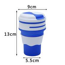 Silicone Foldable Coffee Cup, High-Temperature Resistant Portable Cup, Office Portable Travel Retractable Water Cup, Sports Water Bottle - 深藍色 - 查看 13