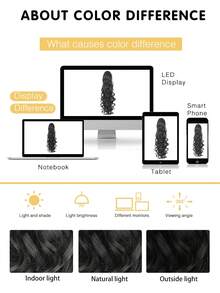 Tóc giả đuôi ngựa WIGGAGA 22 inch màu đen/nâu/vàng/ombre nhiều màu sắc, kiểu sóng tự nhiên, chịu nhiệt, làm từ sợi tổng hợp, có kẹp càng cua, màu đen & nâu, phù hợp cho bé gái và phụ nữ sử dụng hàng ngày và dự tiệc. - màu nâu - Xem 8