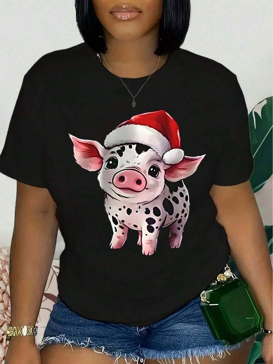 Limited Time Offer, Limited Quantity Available, Lightning, Women's Shirts, Women's T-Shirts. Women's Casual Short-Sleeved Crew Neck T-Shirts, Ideal For Spring And Summer, With Graphic Print. - 黑色 - 查看 1