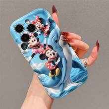 Officially Licensed Disney Minnie Mouse Phone Case, This Protective Phone Case Features A Lively Print Of Three Cheerful Minnie Mouse Figures With Classic Polka‑Dot Bows And Dresses, Riding Alongside A Gentle Blue Dolphin Over Bright Ocean Waves Under A Clear Sky Dotted With Soft Cloud Details, Made With Flexible, Durable TPU Material To Protect Against Everyday Scratches, Bumps, And Minor Impacts, With A Raised Camera Frame For Extra Lens Protection, Slim And Lightweight Construction That Adds Minimal Bulk And Fits Easily In Pockets And Bags, Compatible With IPhone 17, 16, 15, 14, 13, 12, 11 Pro Models, Making It A Delightful Choice For Minnie Fans And Disney Lovers, Ideal For Birthdays, Holidays, Or Any Special Occasion To Surprise Family And Friends. - White - View 3