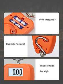 GOTURE 1 pieza Báscula electrónica portátil de alta precisión -0,05 kg Pesaje preciso, Báscula de gancho portátil/Báscula de equipaje, Cambio de unidad/Gancho de acero inoxidable de alta resistencia - Naranja - Ver 5